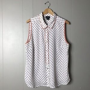 LIZ CLAIBORNE CAREER GEOMETRIC PATTERN SLEEVELESS BUTTON DOWN SHIRT WOMENS XL
